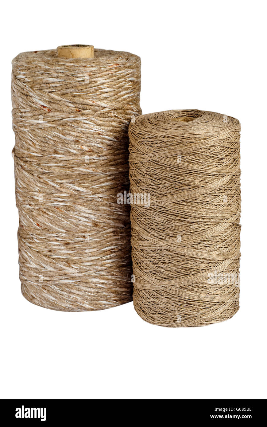 Variety of natural cord rolls isolated on white ba Stock Photo Alamy