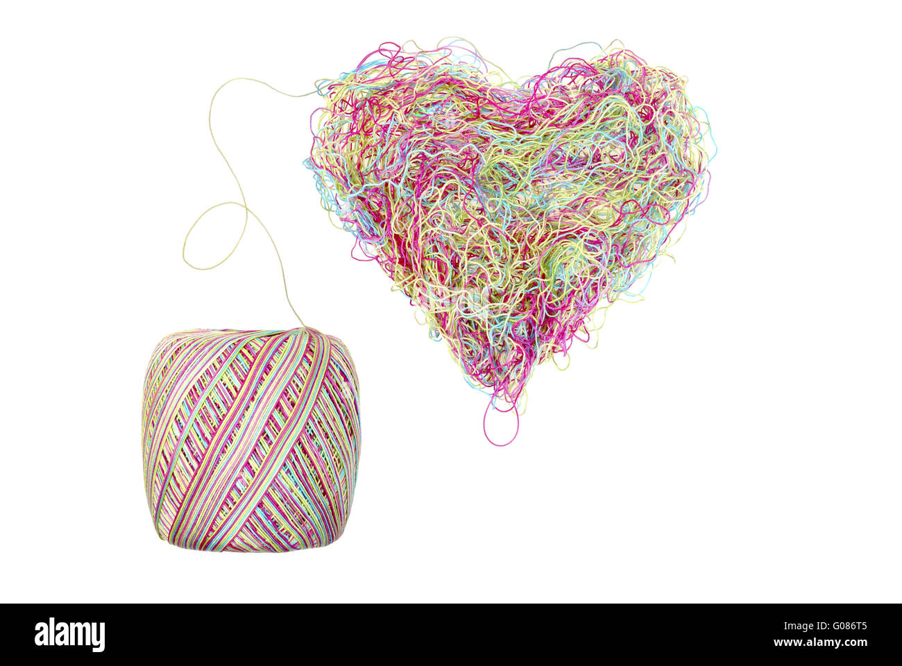 multicolored heart of threads isolated on white Stock Photo - Alamy