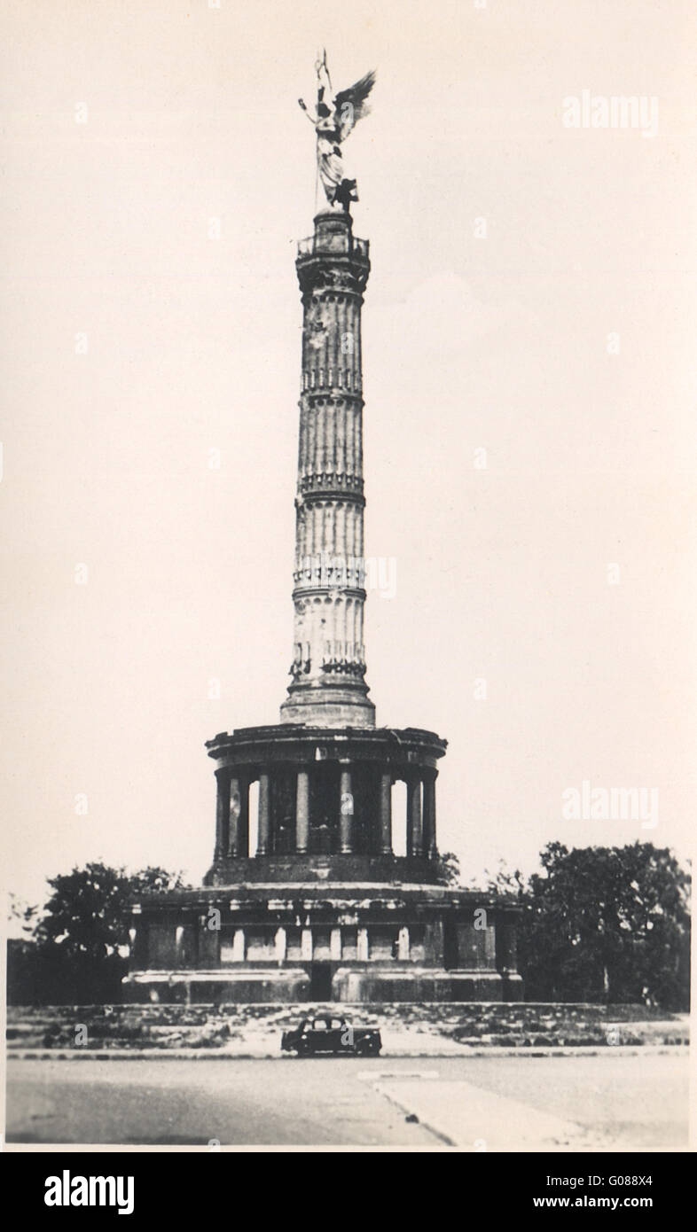 Postwar Berlin Victory Column. Retro photo Stock Photo