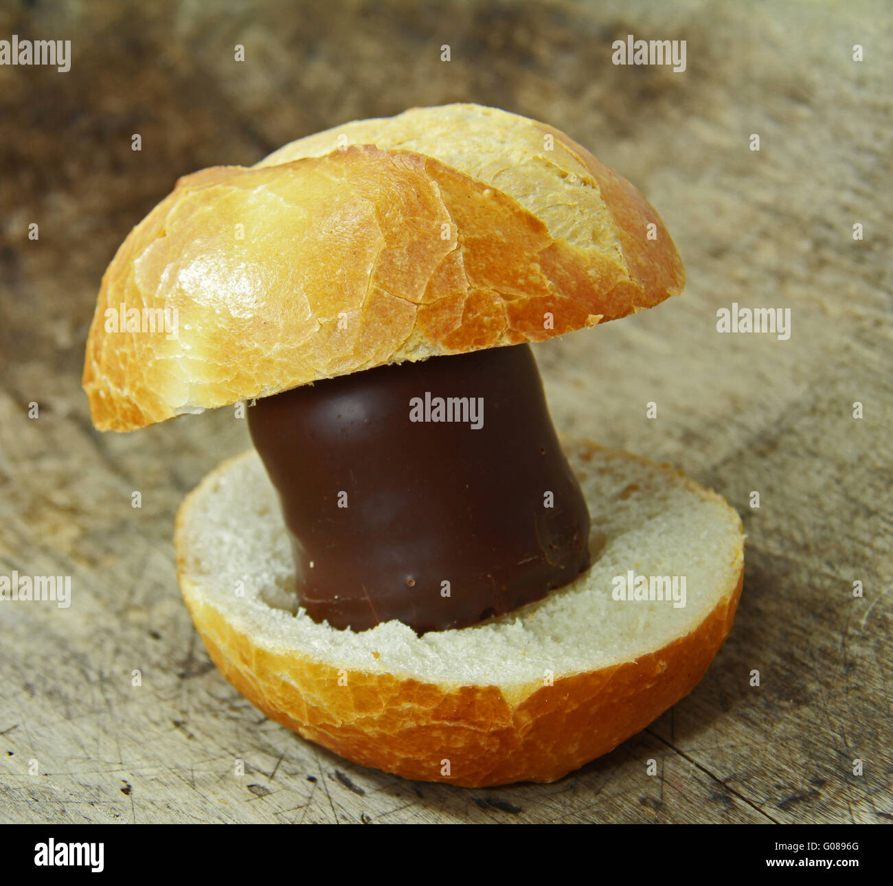 Chocolate marshmallow in the bread roll Stock Photo Alamy