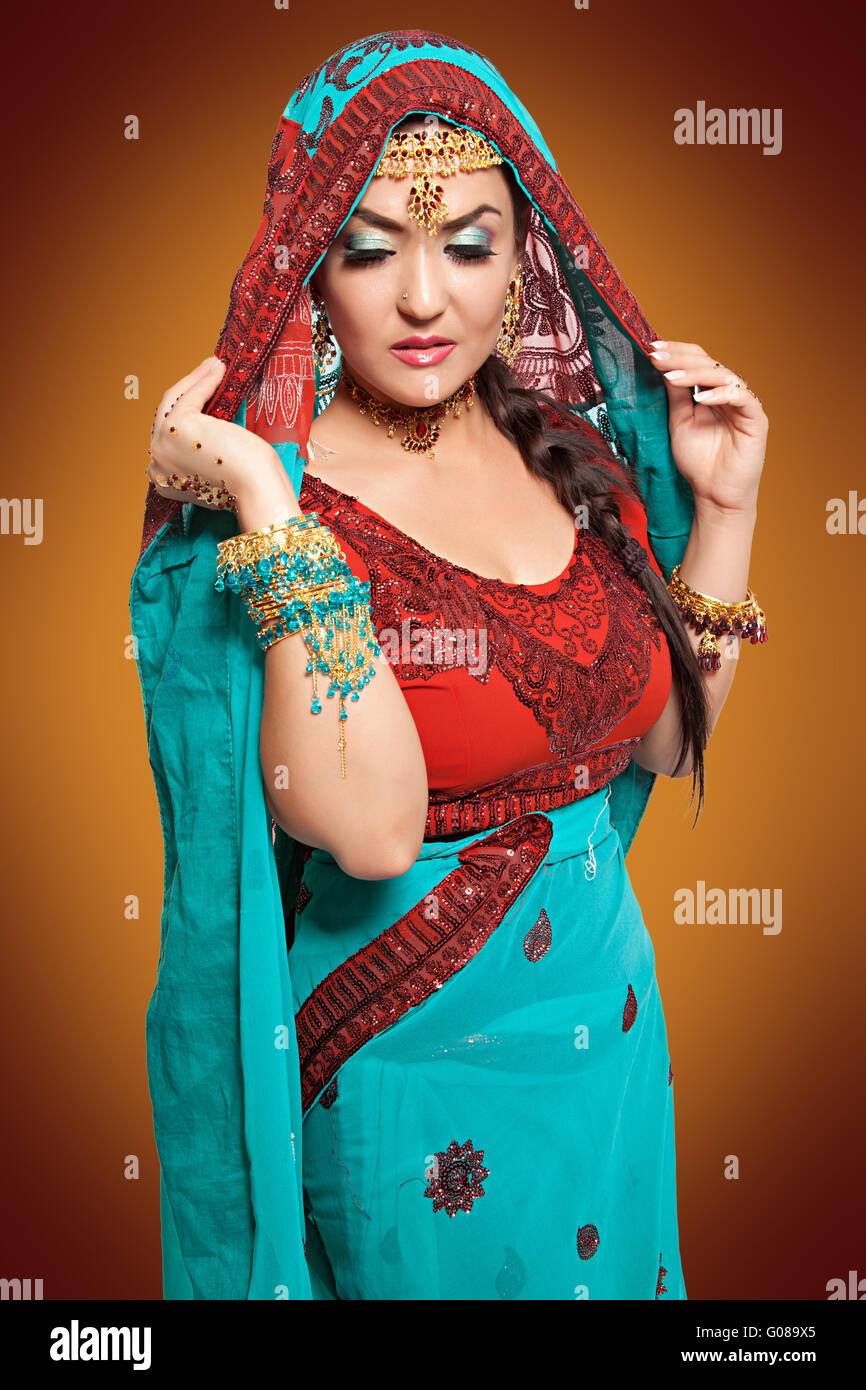 Beautiful young indian woman in traditional clothi Stock Photo