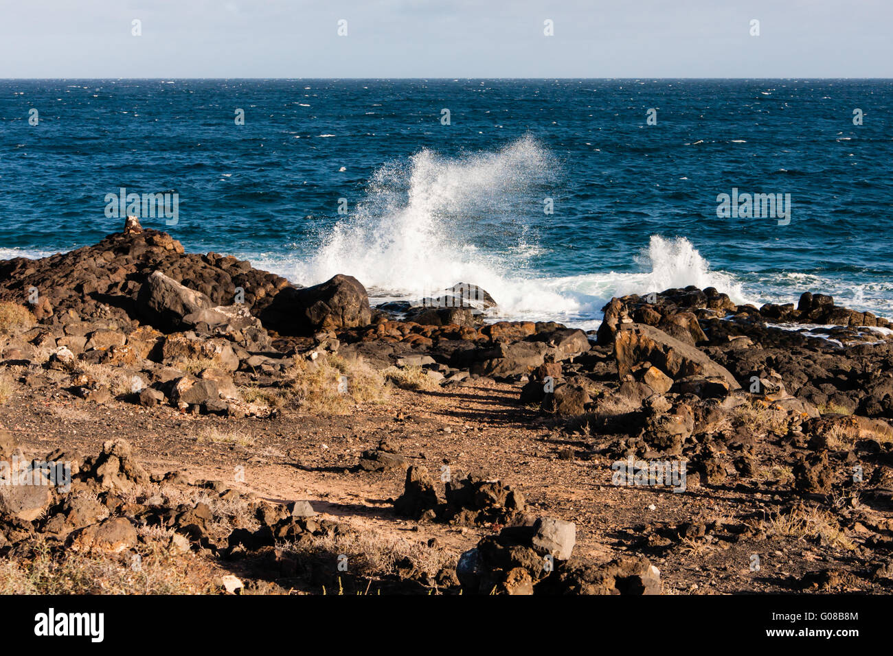 Coast line on Lanzarote, Canary island, Spain Stock Photo