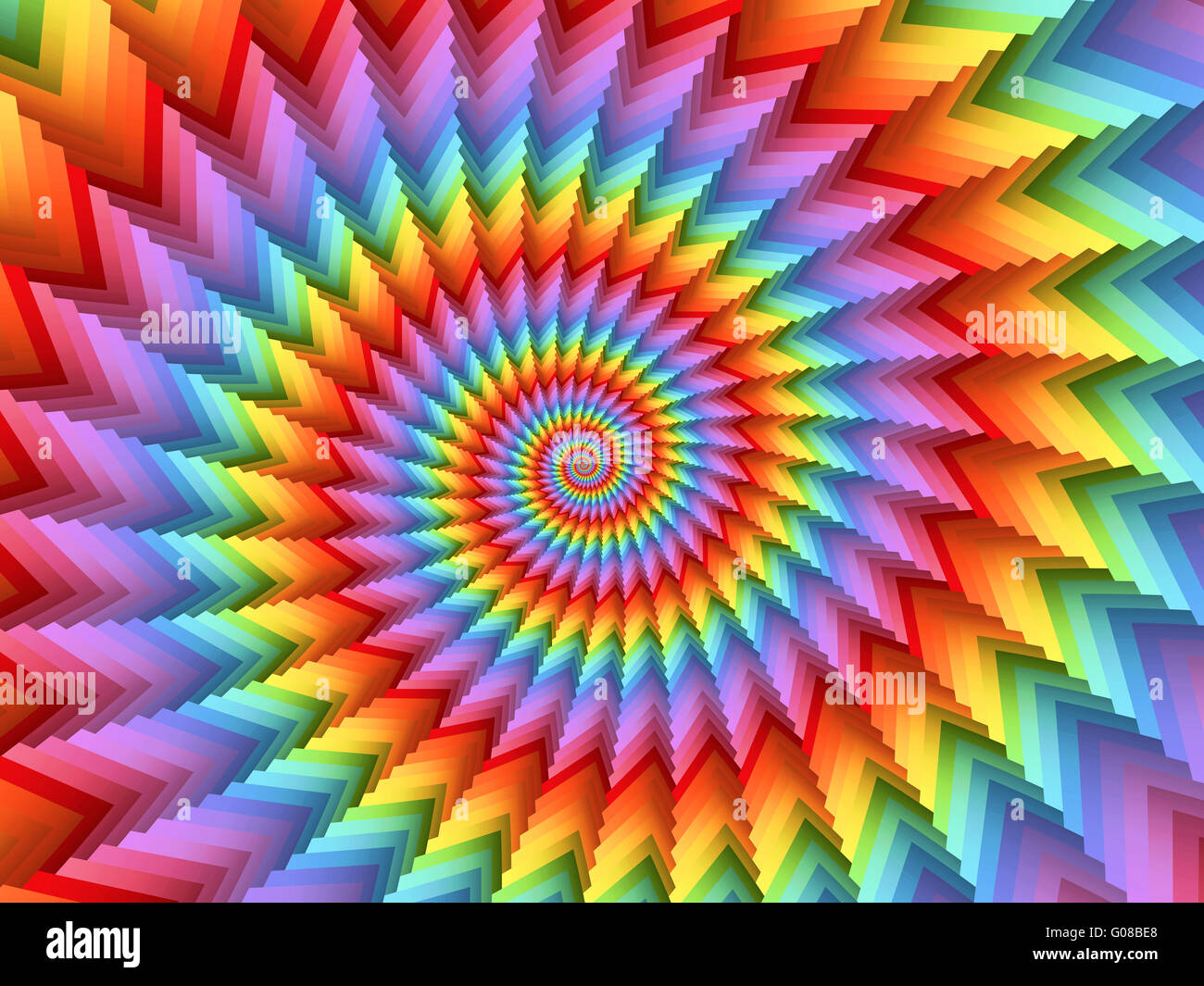 Beautiful Rainbow Psychedelic Spiral Fractal Background Stock Photo