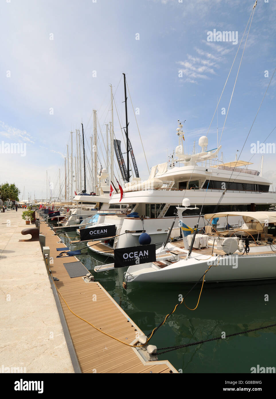 Palma International Boat Show 2016 - Pre opening images - superyachts - Moll Vell / Old Port, Palma de Mallorca, Balearic Island Stock Photo