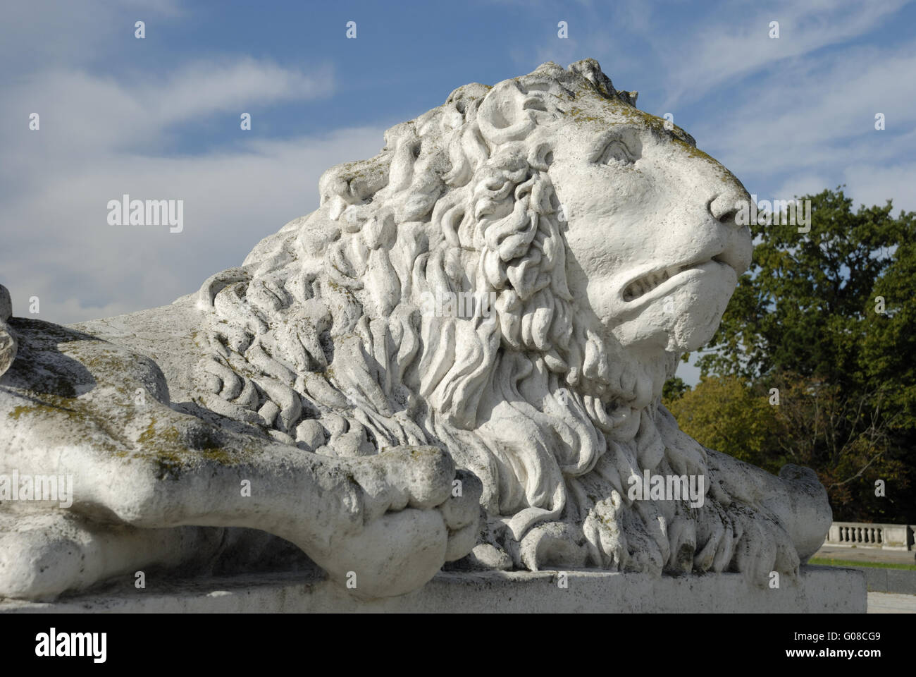 Lion Sculpture at Schoenbrunn Castle in Vienna Stock Photo