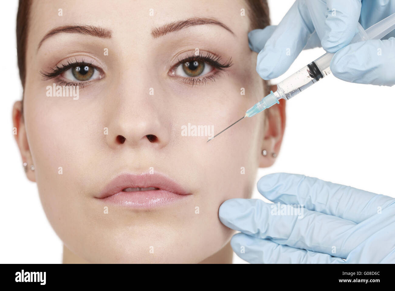 facial treatment with botulinum toxin Stock Photo