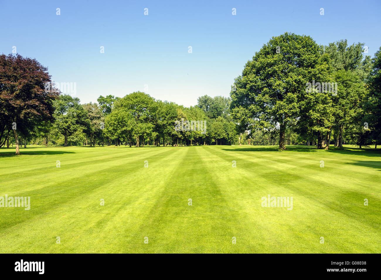 Golf Course Castle Myllendonk in the sunshine unde Stock Photo