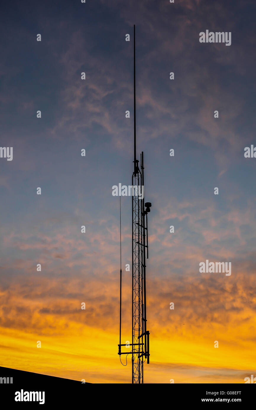 Antenna with sunset colors Stock Photo