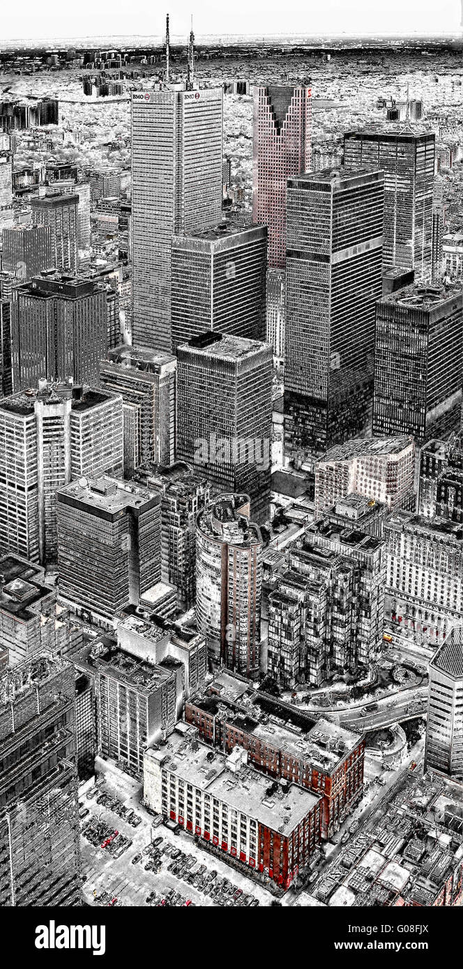 arial view of the high-rise buildings of Toronto Stock Photo