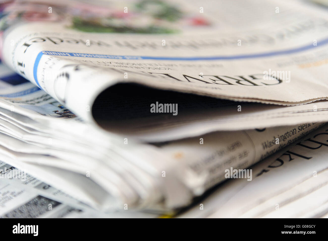 folded newspapers Stock Photo