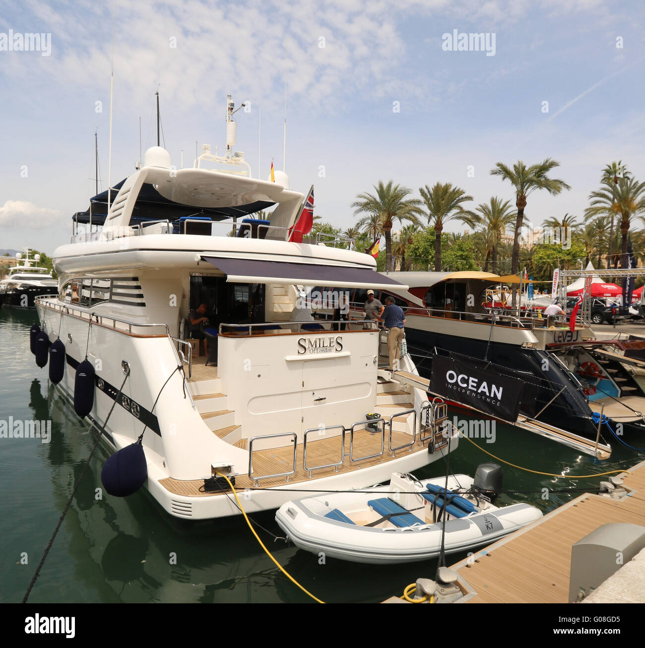 Palma International Boat Show 2016 and Palma Superyacht 2016 - Pre opening images - Elegance motor superyacht 'Smiles of London' Stock Photo