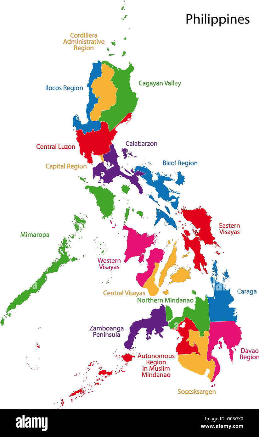 Philippine Map Luzon Visayas Mindanao Visayas Cut Out Stock Images & Pictures - Alamy