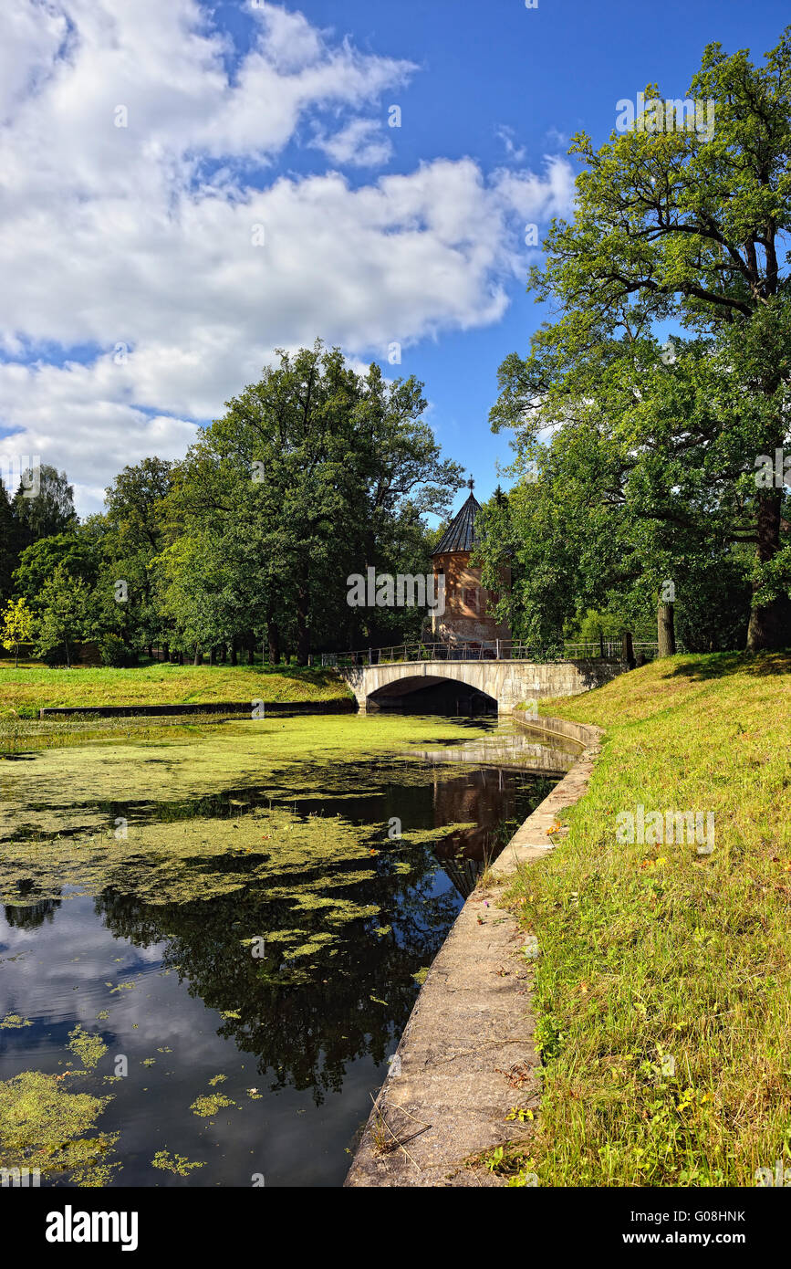 Summer landscape of the Pavlovsk garden, Pil-Tower pavilion Stock Photo ...