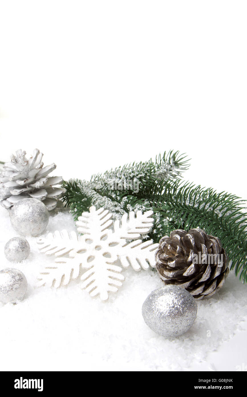 christmas, decoration with fir branch, pine cones Stock Photo