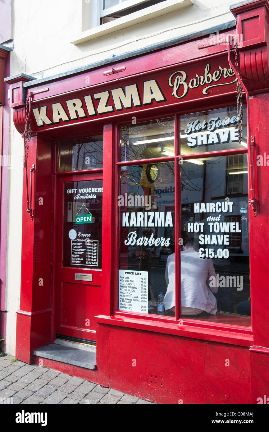 Karizma Barber Shop in centre of Carmarthen Town,Carmarthenshire,Wales