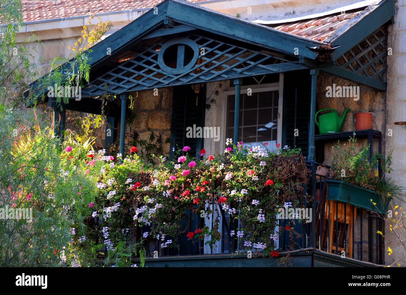Flowers in the Balcony Stock Photo Alamy