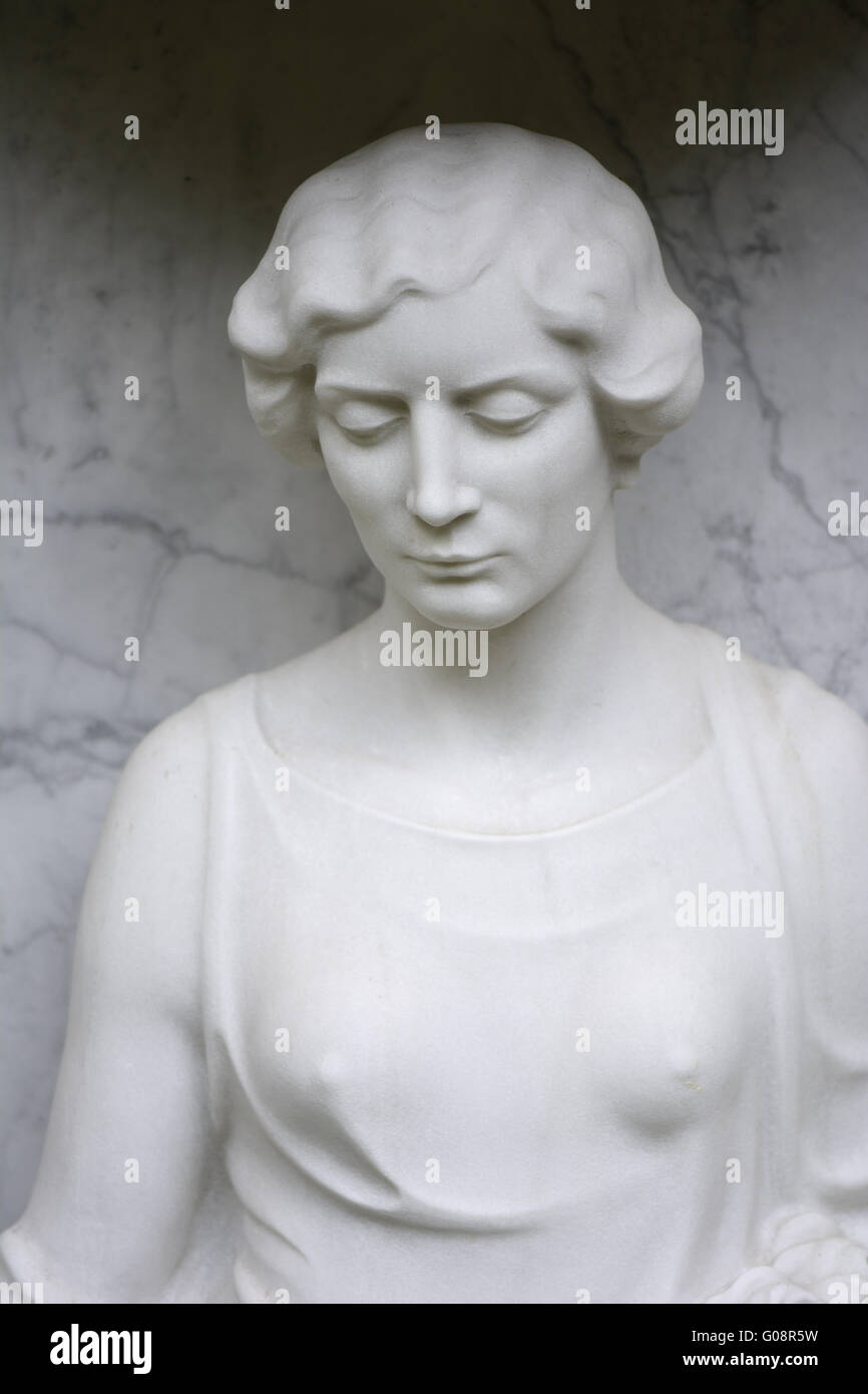 female cemetery sculpture made of white marble Stock Photo