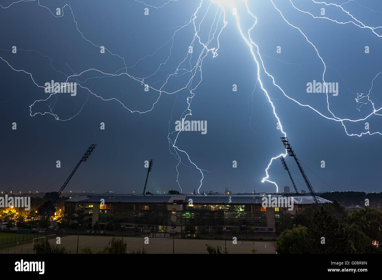 Thunderstorm at Night Stock Photo