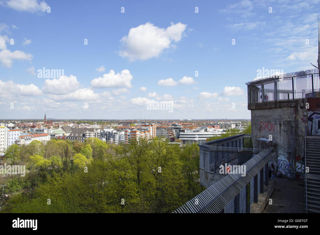 Viewing point at the flaktower Humboldthain in Ber Stock Photo