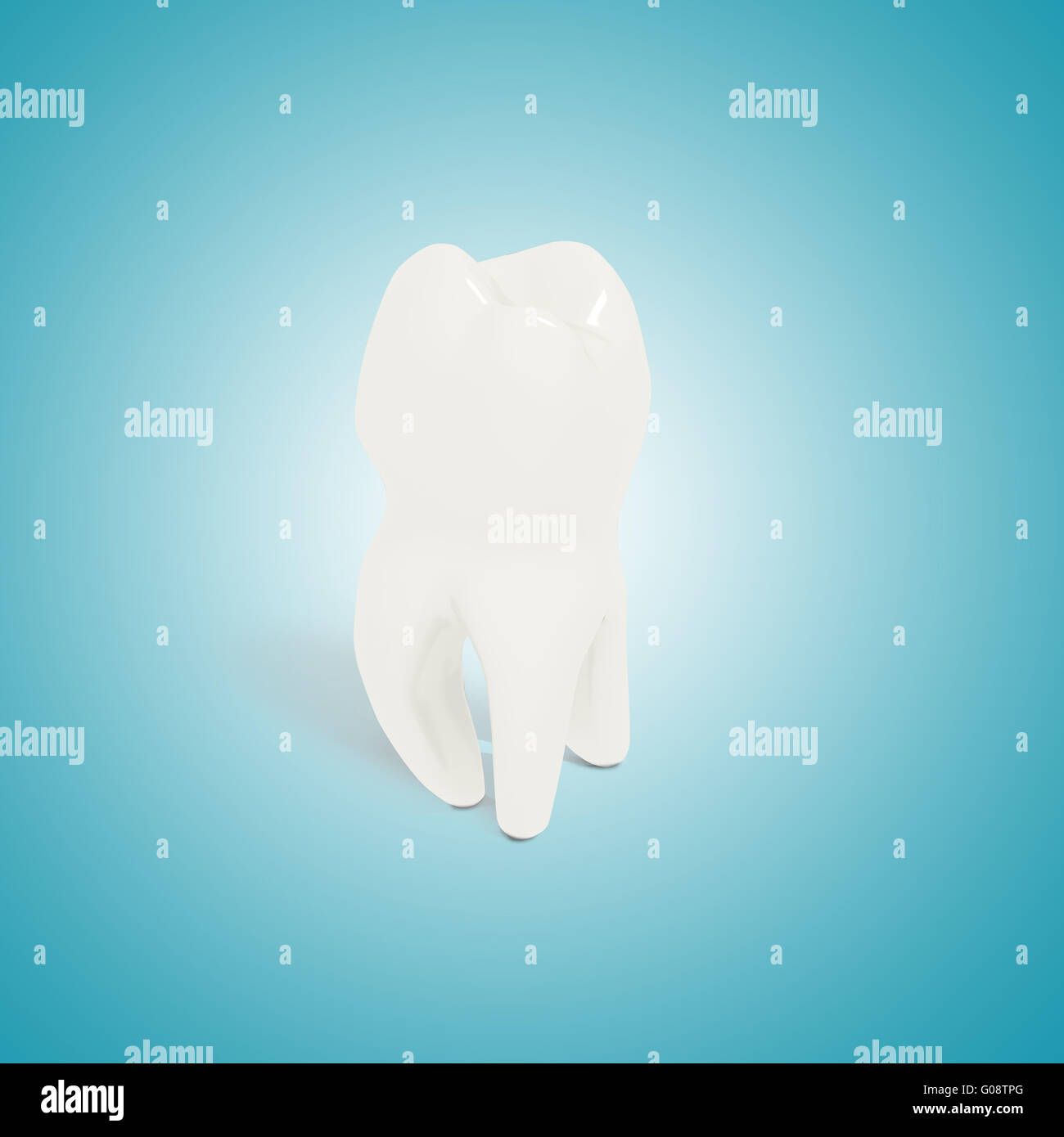 Health Tooth on blue background Stock Photo