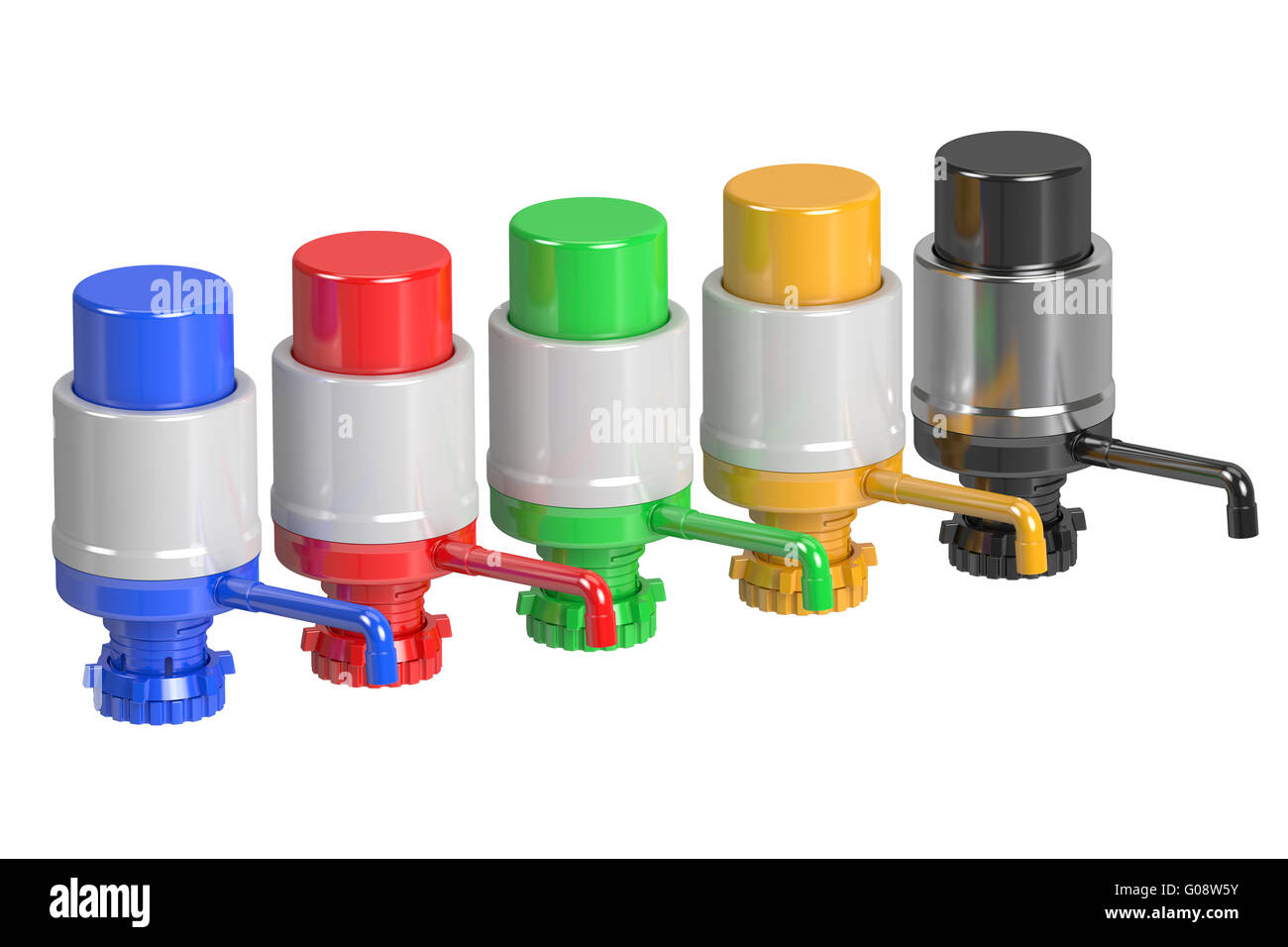 Set of Gallon Bottle Drinking Water Pumps, 3D rendering Stock Photo Alamy