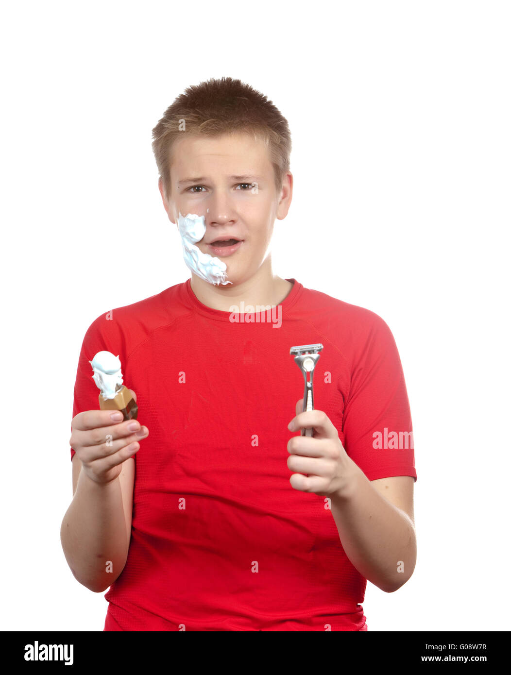Boy shave face hires stock photography and images Alamy