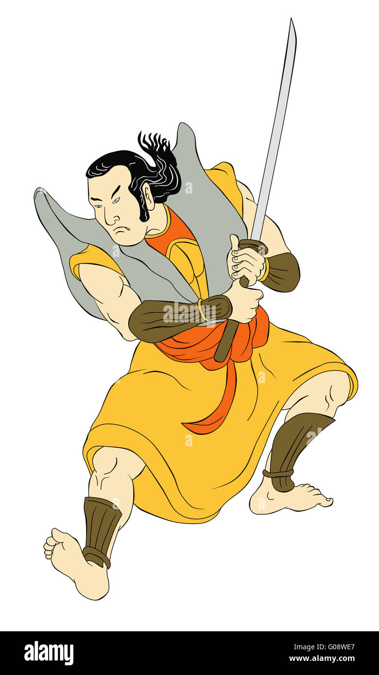 Samurai warrior with katana sword fighting stance Stock Photo - Alamy