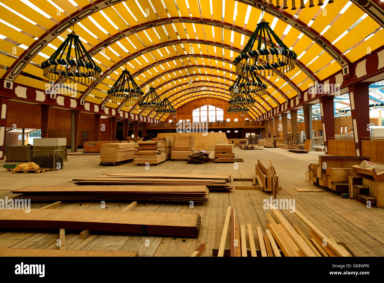 October Fest Build Construction at Oktoberfest Stock Photo - Alamy