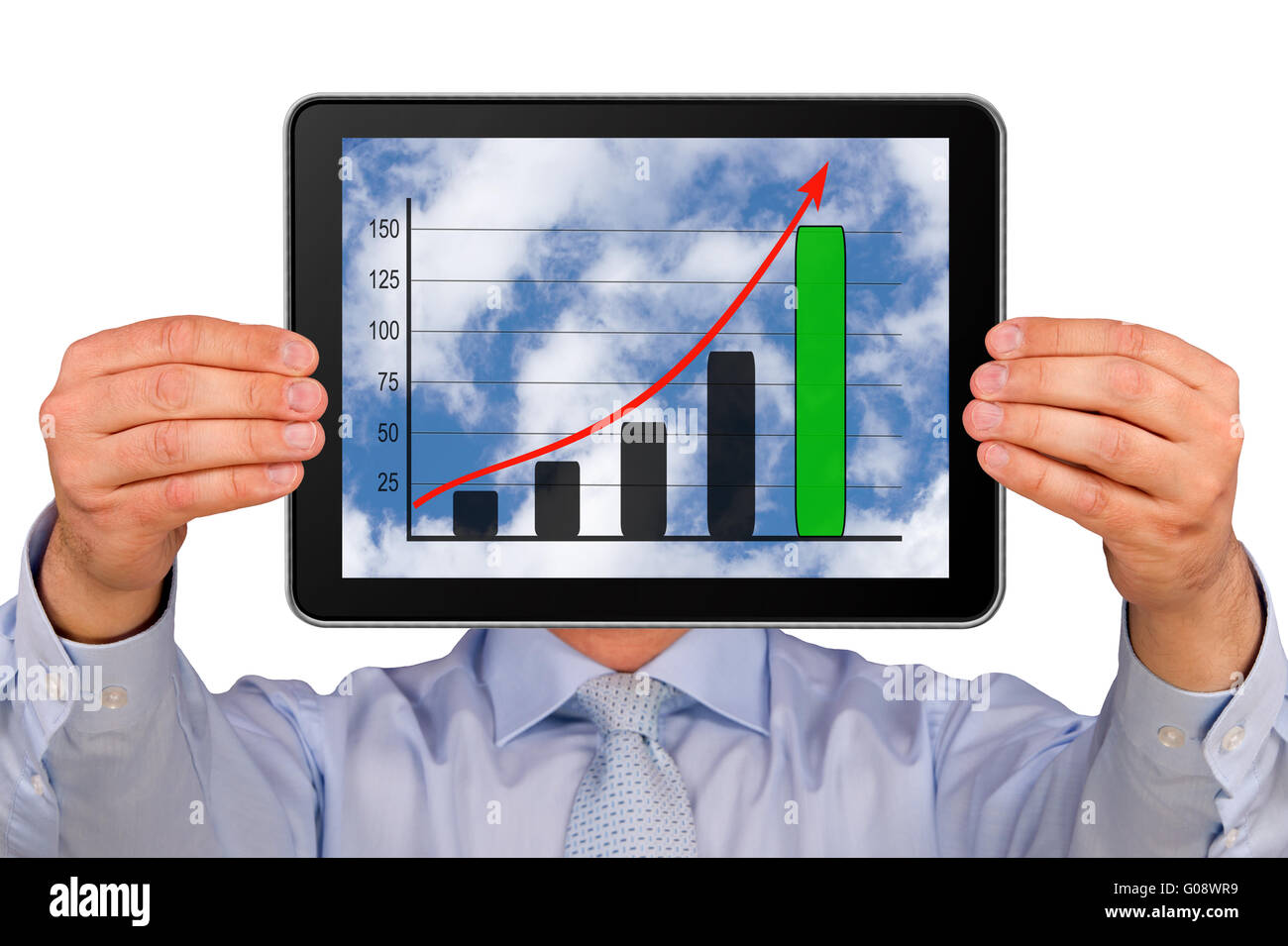 Businessman with Tablet PC Diagram Stock Photo
