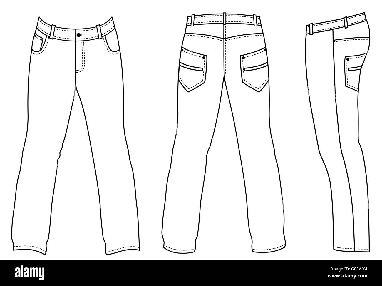 Outline black-white pants illustration isolated on Stock Photo - Alamy