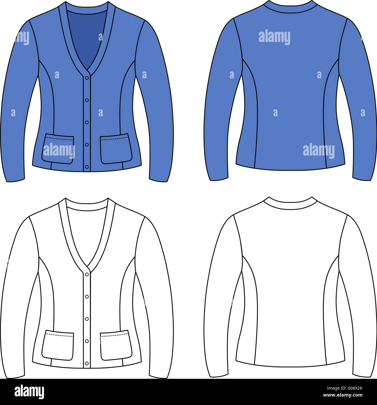 Template outline illustration of a blank cardigan Stock Photo Alamy