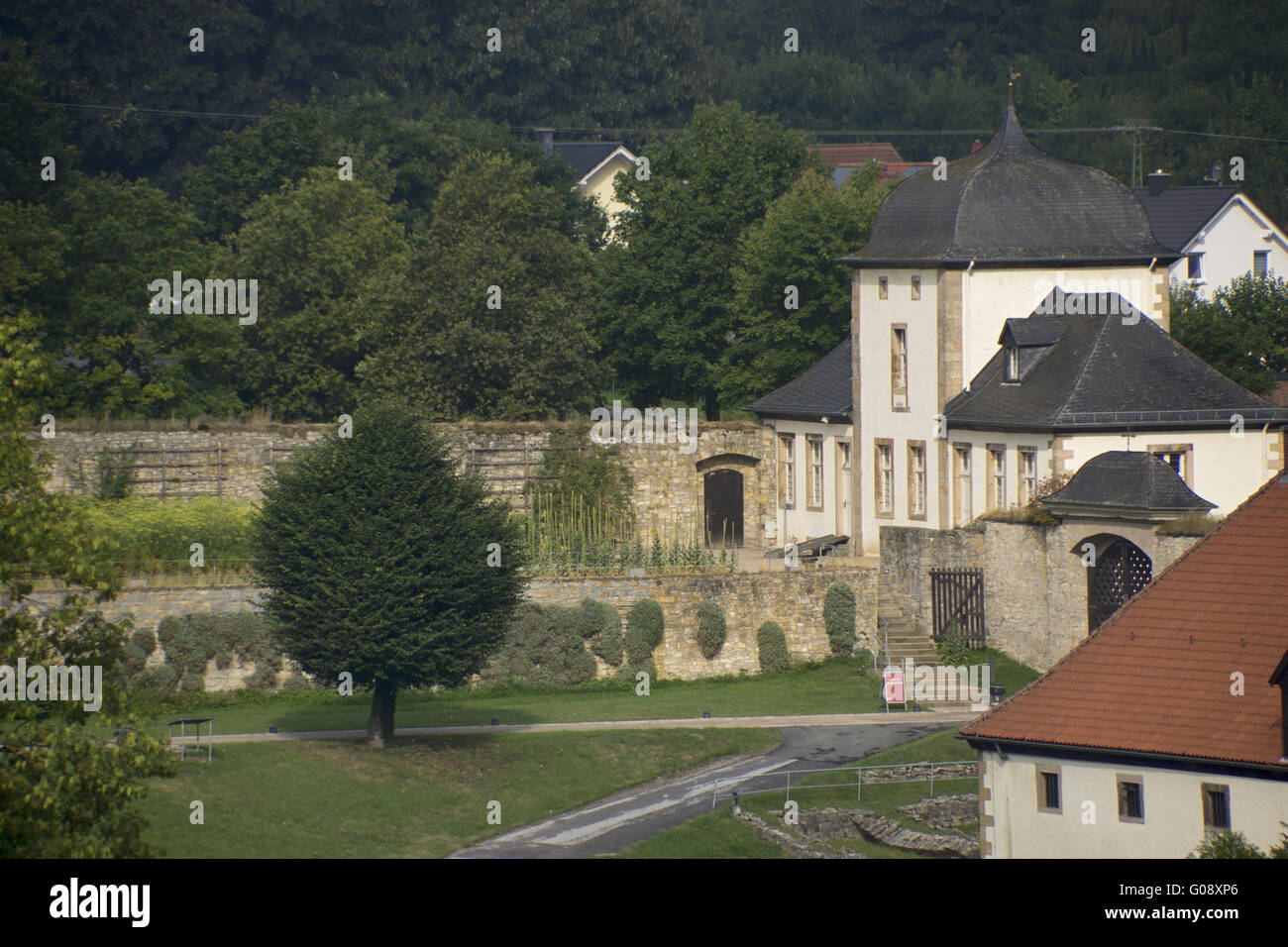 Entrance area Abbey Dalheim, Lichtenau, Germany Stock Photo