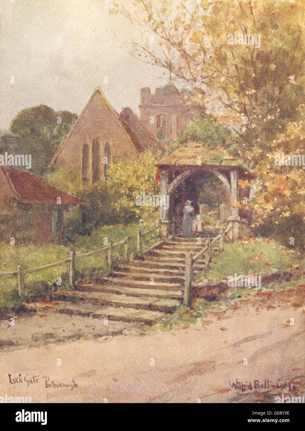 SUSSEX: Lych Gate, Pulborough, antique print 1906 Stock Photo