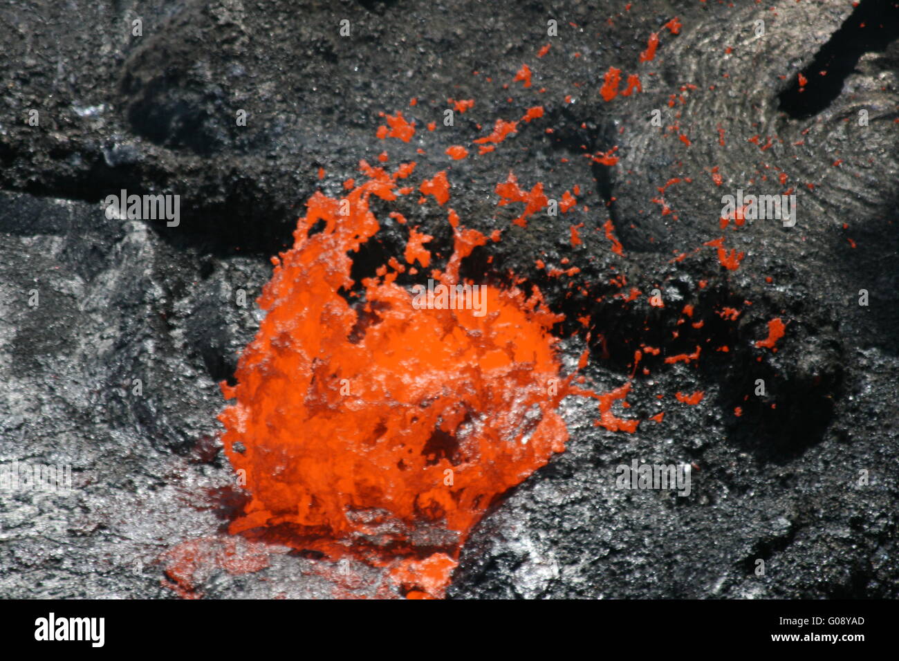 Volcano Erta Ale in Ethiopia Lava bubble Stock Photo