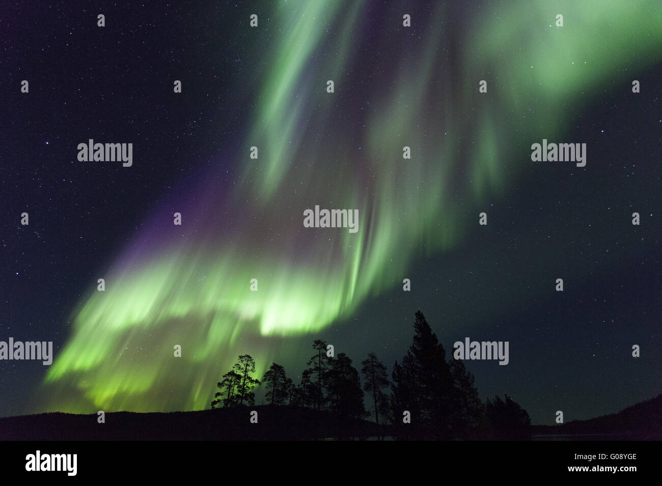 Northern Lights in Finland Stock Photo