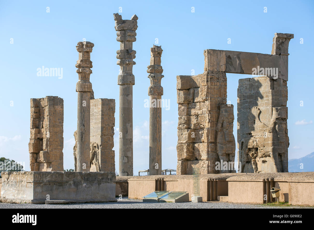 Ancient columns in Persepolis city, Iran Stock Photo