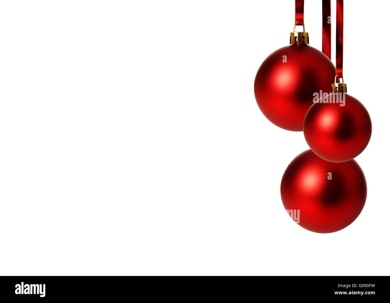 red christmas balls isolated with white background Stock Photo