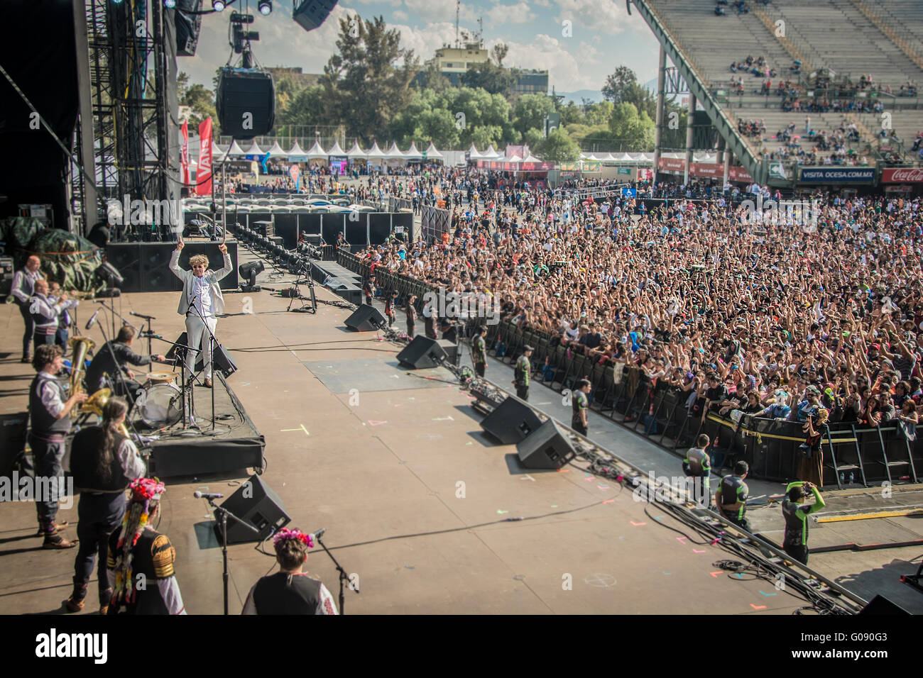 Backstage of Goran Bregovic at the festival vive latino 2016, Goran Bregovic after finish his presentation in foro sol Stock Photo