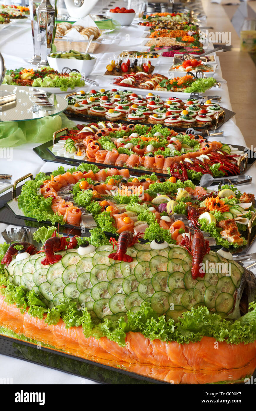 Holiday cold buffet. Stock Photo