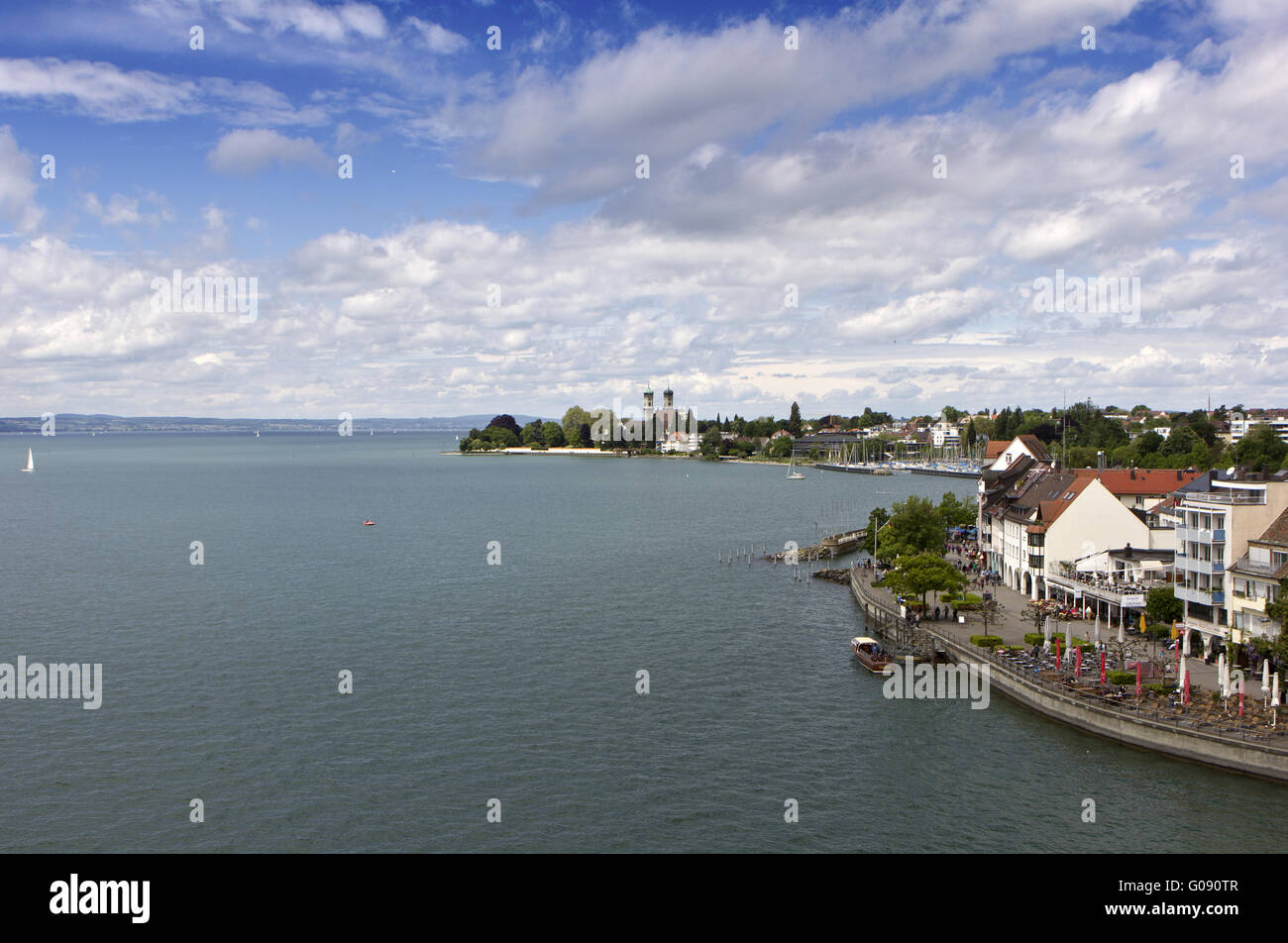 Lake of Constance with view to Friedrichshafen Stock Photo