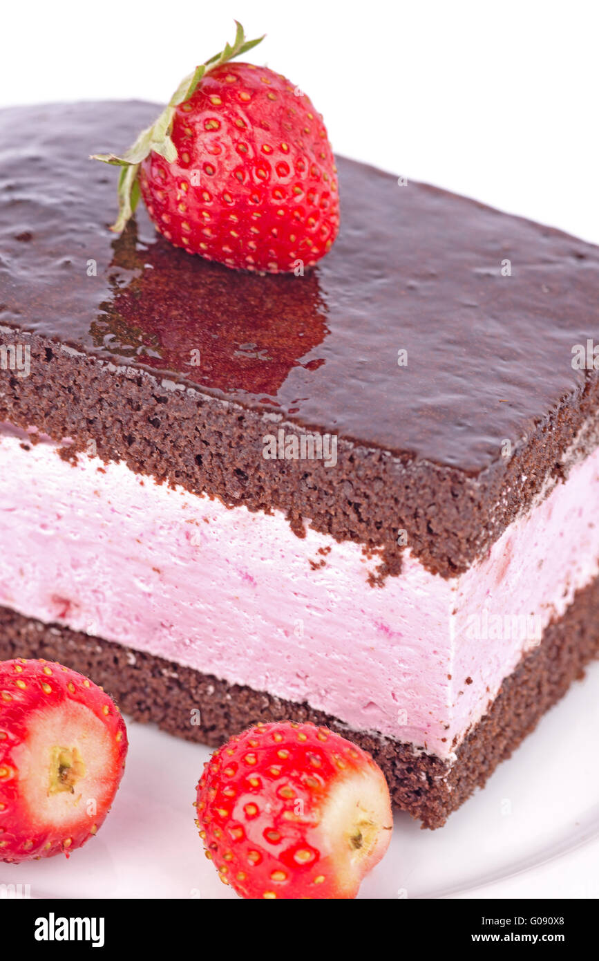 Cake with strawberries and chocolate Stock Photo - Alamy