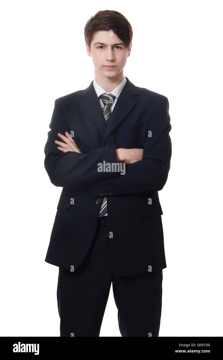 The businessman in a business suit on white background Stock Photo - Alamy