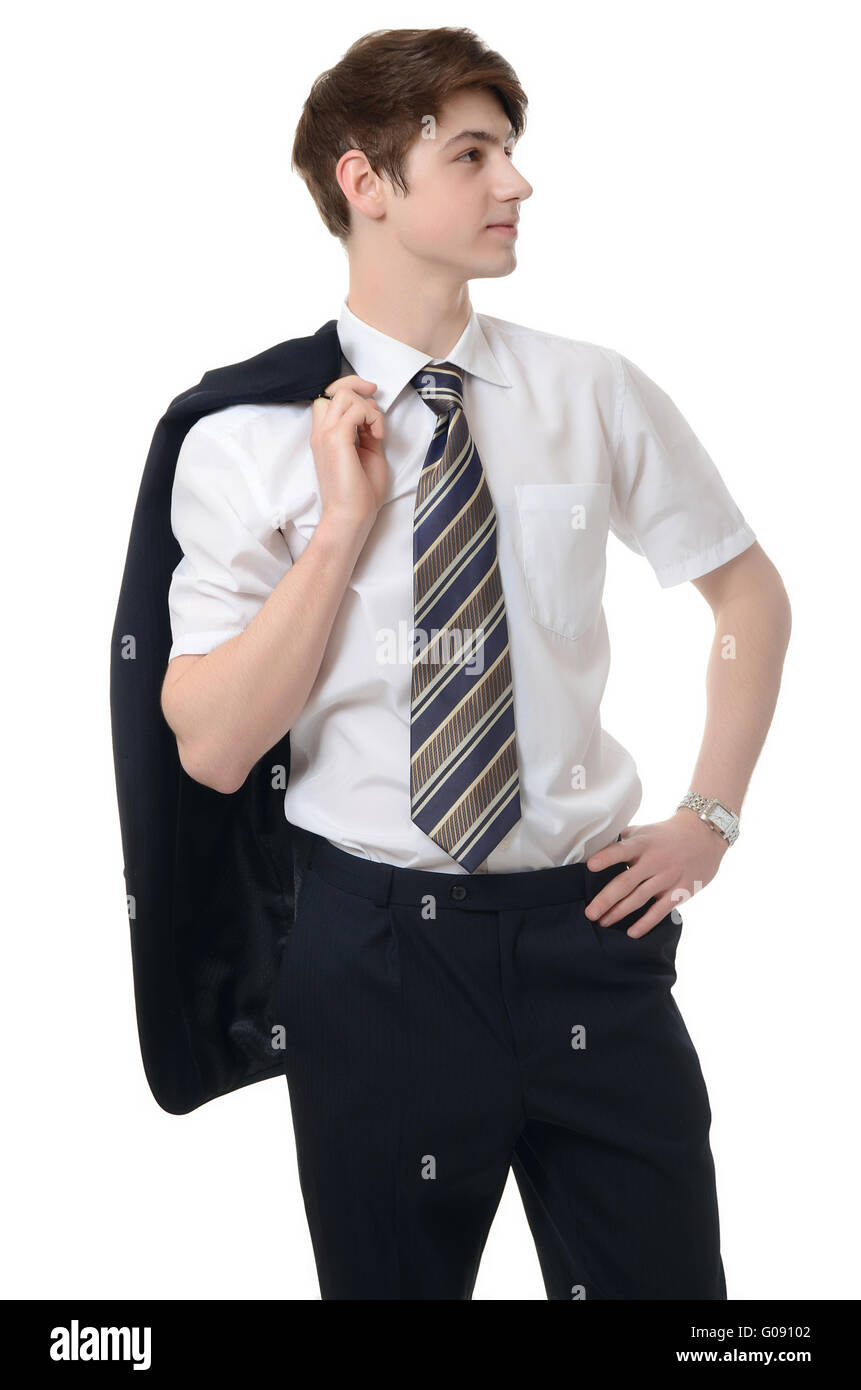 The businessman in a business suit on white background Stock Photo - Alamy