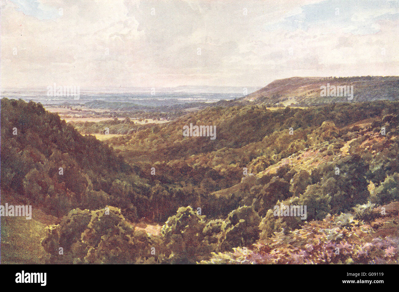 PEASLAKE: Pilgrims way: hills above, Gomshall, antique print 1912 Stock Photo