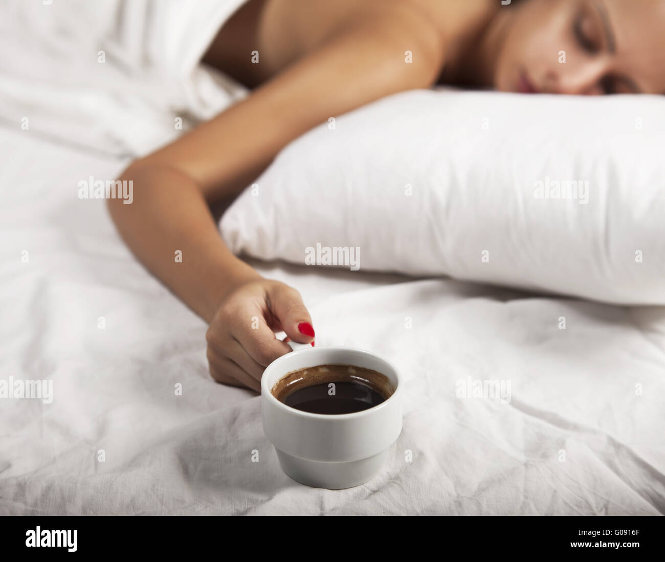 Coffee in Bed Stock Photo