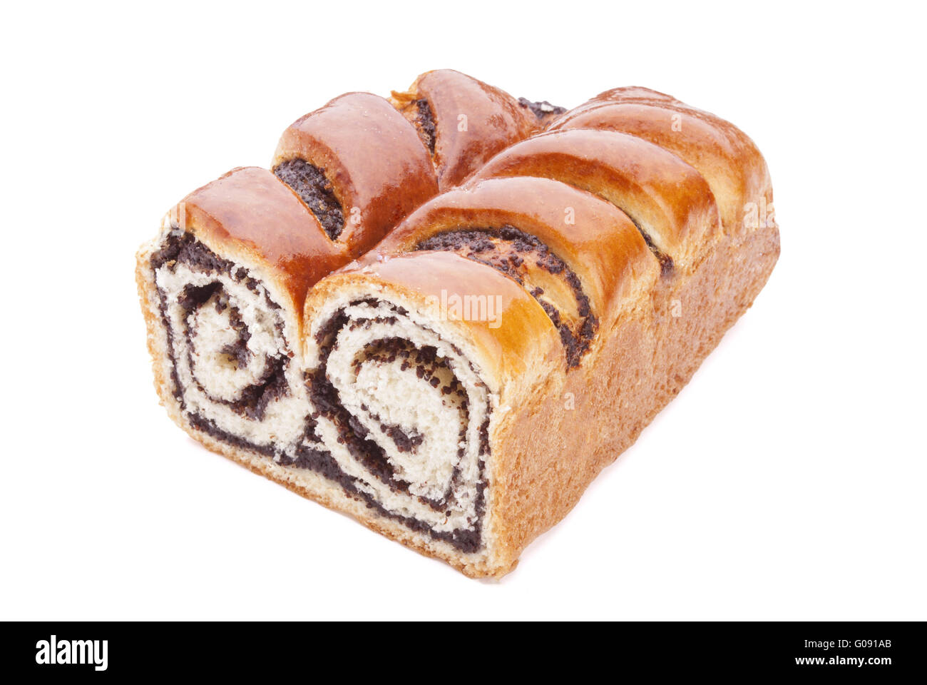baking roll with poppy seeds isolated on white background Stock Photo