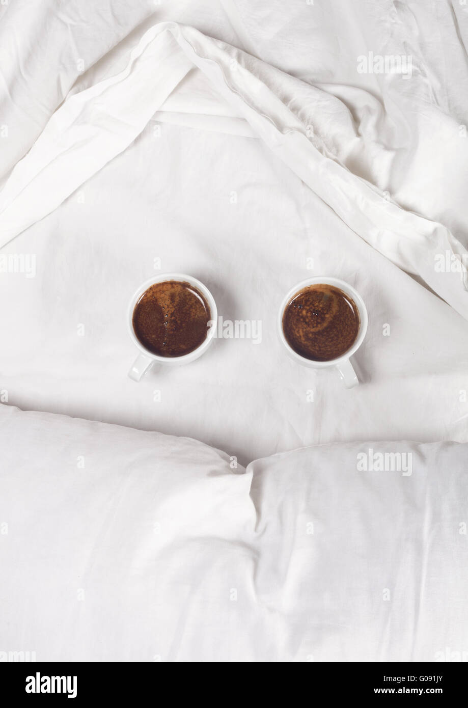 Coffee in Bed Stock Photo