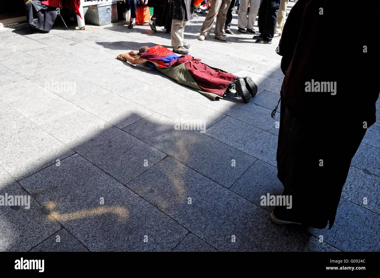 creditors during the prostration pilgrimage Lhasa Stock Photo