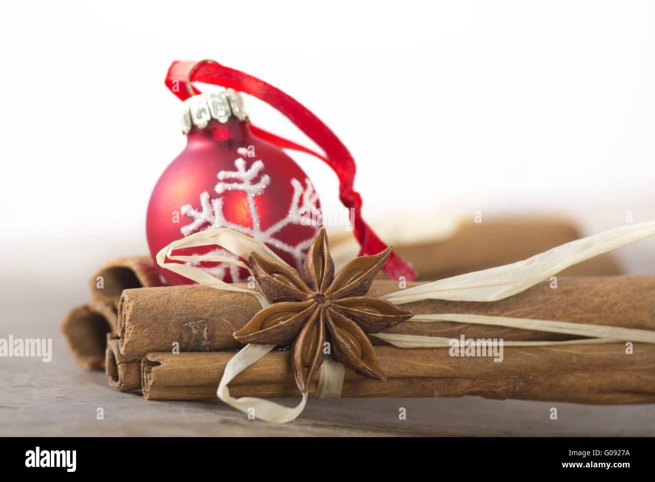 christmas, decoration with red christmas bauble Stock Photo