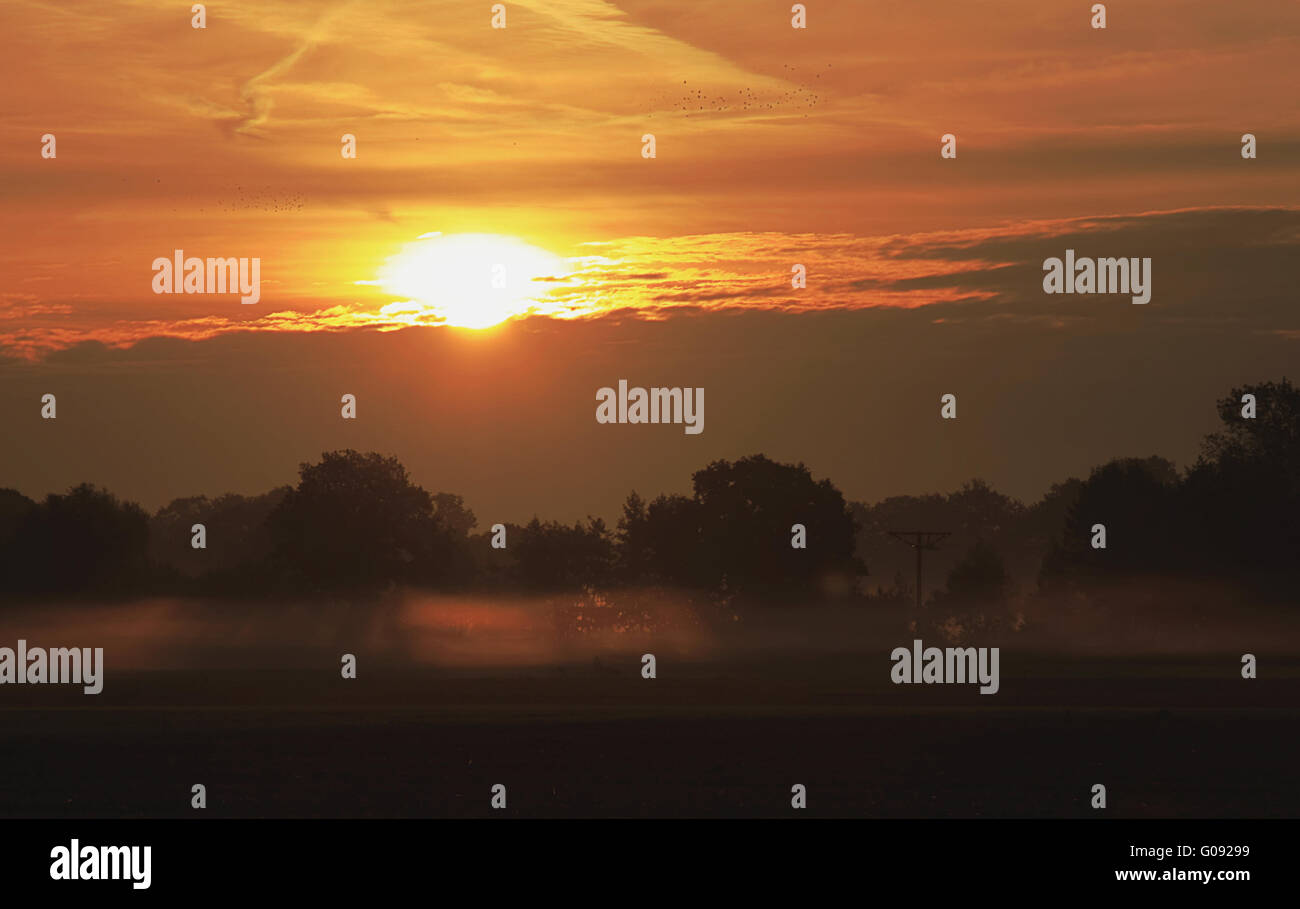 Sunrise on a morning in autumn Stock Photo